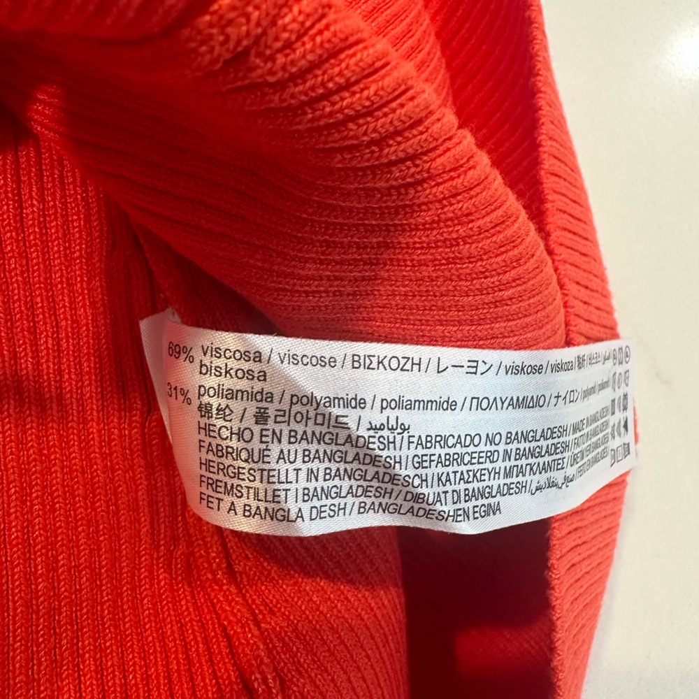 Zara Knit Skater Dress-Size Medium-Orange - Picture 5 of 8